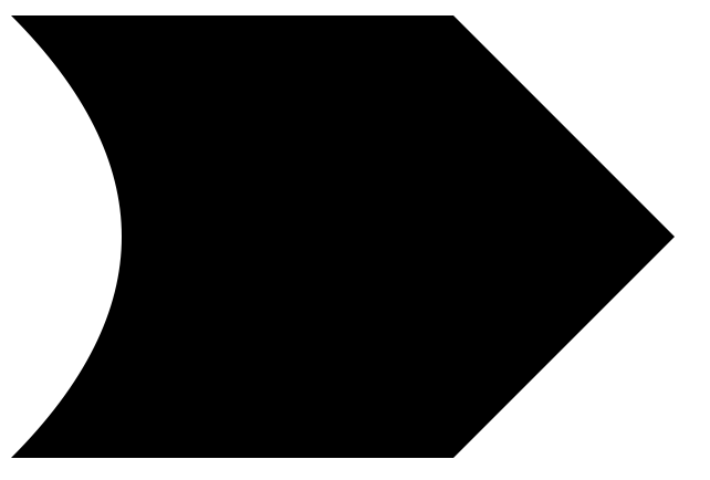 SVG arrow shape with right angle pointing right and slight right-set curve